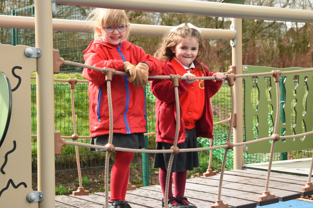 Little Learners enjoying outdoor learning opportunities at Manor Hill First School.